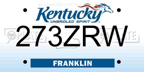 273ZRW Kentucky License Plate