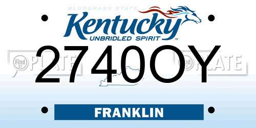 2740OY Kentucky License Plate