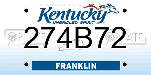 274B72 Kentucky License Plate
