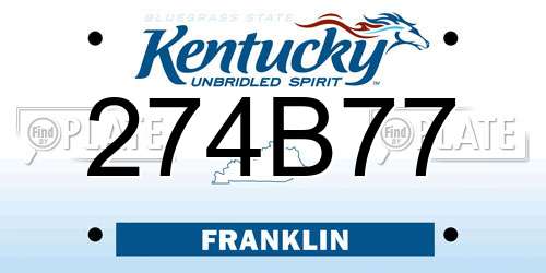 274B77 Kentucky License Plate