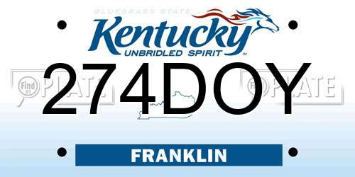274DOY Kentucky License Plate