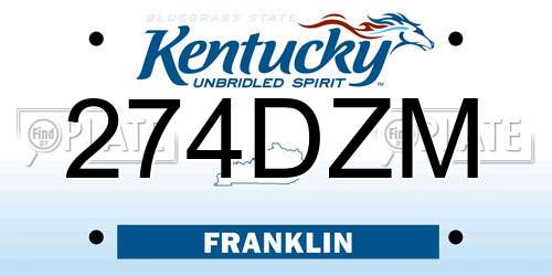 274DZM Kentucky License Plate