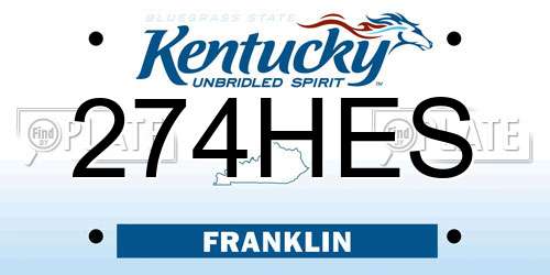 274HES Kentucky License Plate