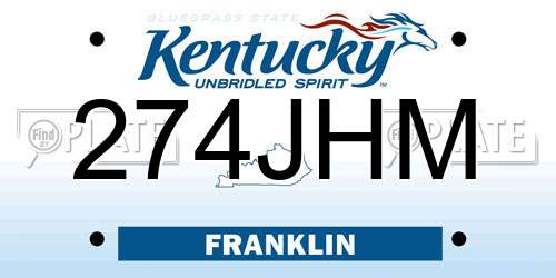 274JHM Kentucky License Plate