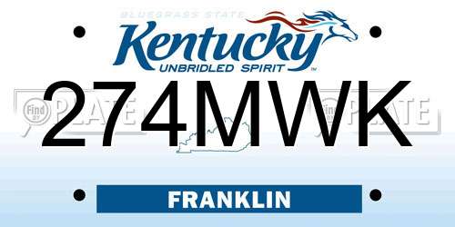 274MWK Kentucky License Plate