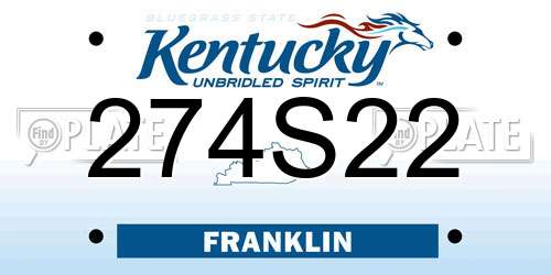 274S22 Kentucky License Plate