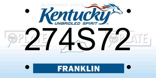 274S72 Kentucky License Plate