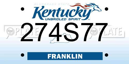 274S77 Kentucky License Plate