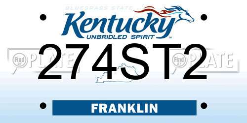 274ST2 Kentucky License Plate