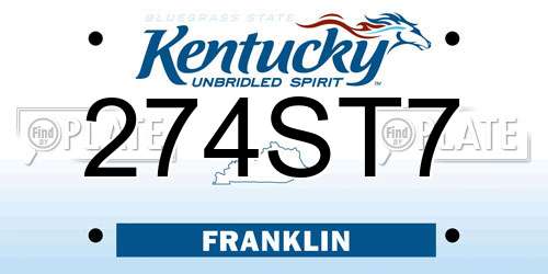274ST7 Kentucky License Plate