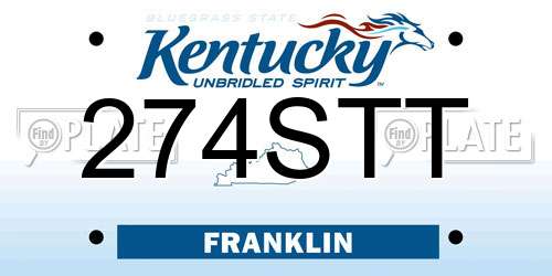 274STT Kentucky License Plate