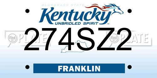 274SZ2 Kentucky License Plate