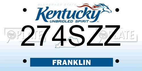 274SZZ Kentucky License Plate