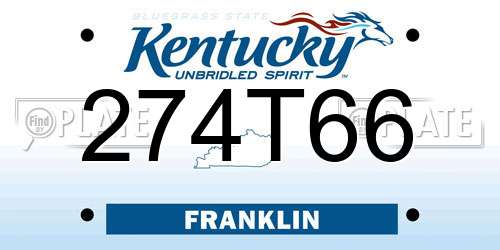 274T66 Kentucky License Plate