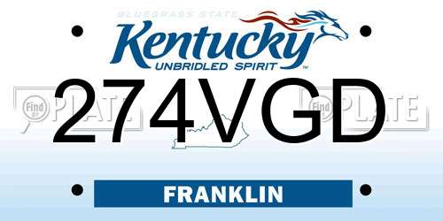 274VGD Kentucky License Plate