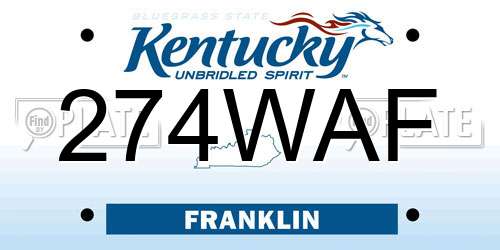 274WAF Kentucky License Plate