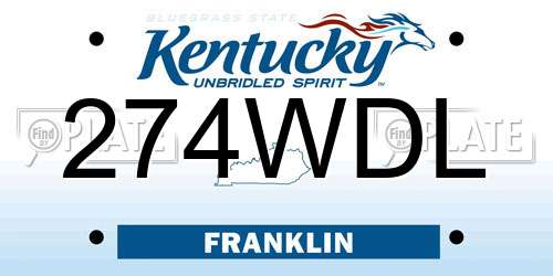 274WDL Kentucky License Plate