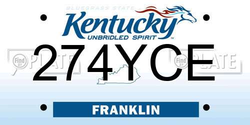 274YCE Kentucky License Plate