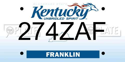 274ZAF Kentucky License Plate