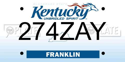 274ZAY Kentucky License Plate