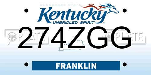 274ZGG Kentucky License Plate
