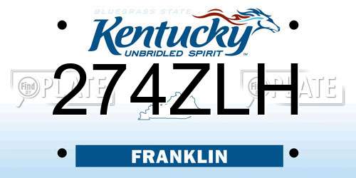 274ZLH Kentucky License Plate