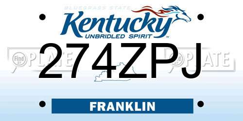 274ZPJ Kentucky License Plate