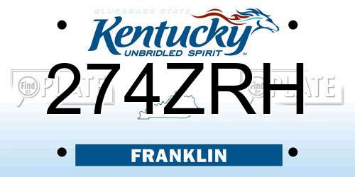 274ZRH Kentucky License Plate