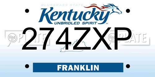 274ZXP Kentucky License Plate