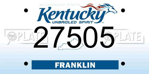 27505 Kentucky License Plate