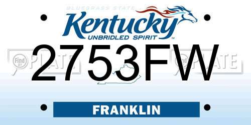 2753FW Kentucky License Plate