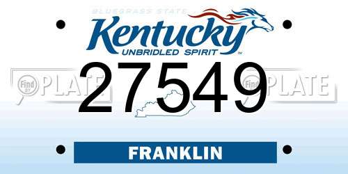 27549 Kentucky License Plate