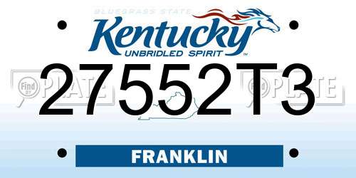 27552T3 Kentucky License Plate
