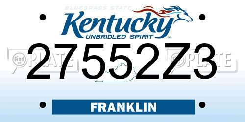 27552Z3 Kentucky License Plate