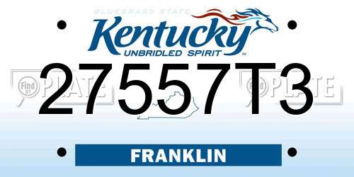 27557T3 Kentucky License Plate