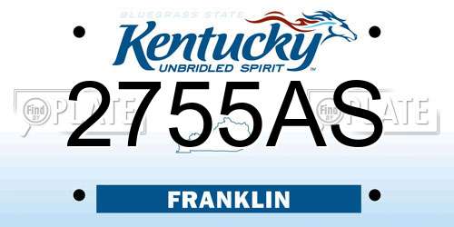 2755AS Kentucky License Plate
