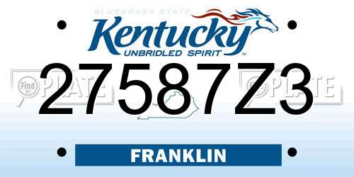 27587Z3 Kentucky License Plate