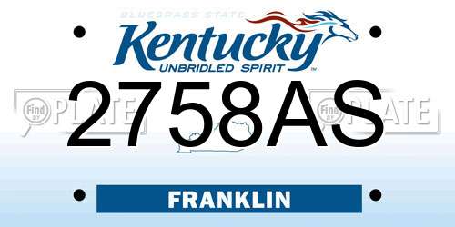 2758AS Kentucky License Plate