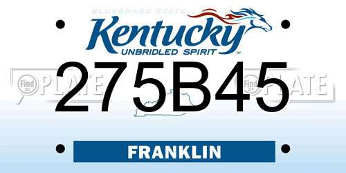 275B45 Kentucky License Plate