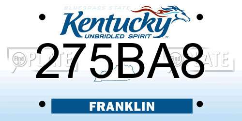 275BA8 Kentucky License Plate