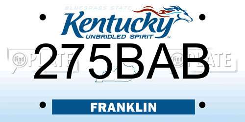 275BAB Kentucky License Plate