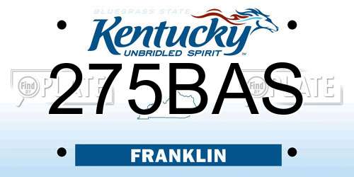 275BAS Kentucky License Plate