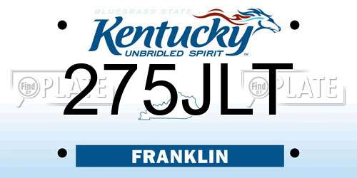 275JLT Kentucky License Plate