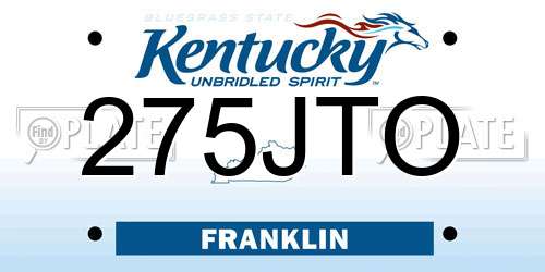 275JTO Kentucky License Plate