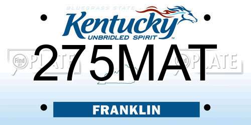 275MAT Kentucky License Plate