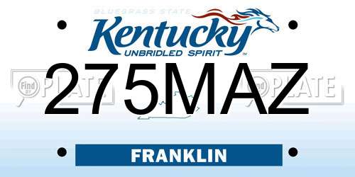 275MAZ Kentucky License Plate