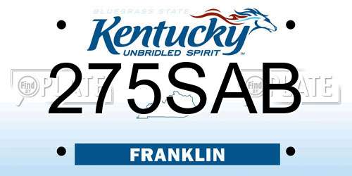 275SAB Kentucky License Plate