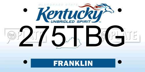 275TBG Kentucky License Plate