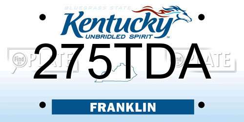 275TDA Kentucky License Plate