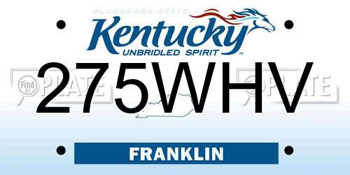 275WHV Kentucky License Plate